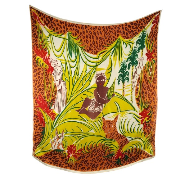 Peter Todd Mitchell Scarf Jungle Animal Print Vintage Leopard Native Tiger